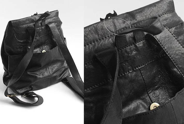 Fashion Black LEATHER WOMEN Backpack School Backpacks Travel Backpack FOR WOMEN