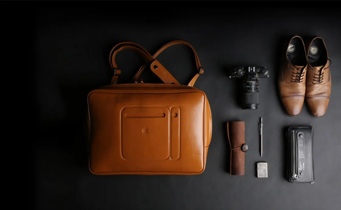 Fashion Brown PU Leather Casual Men's Messenger Bag Backpack Laptop Briefcase For Men