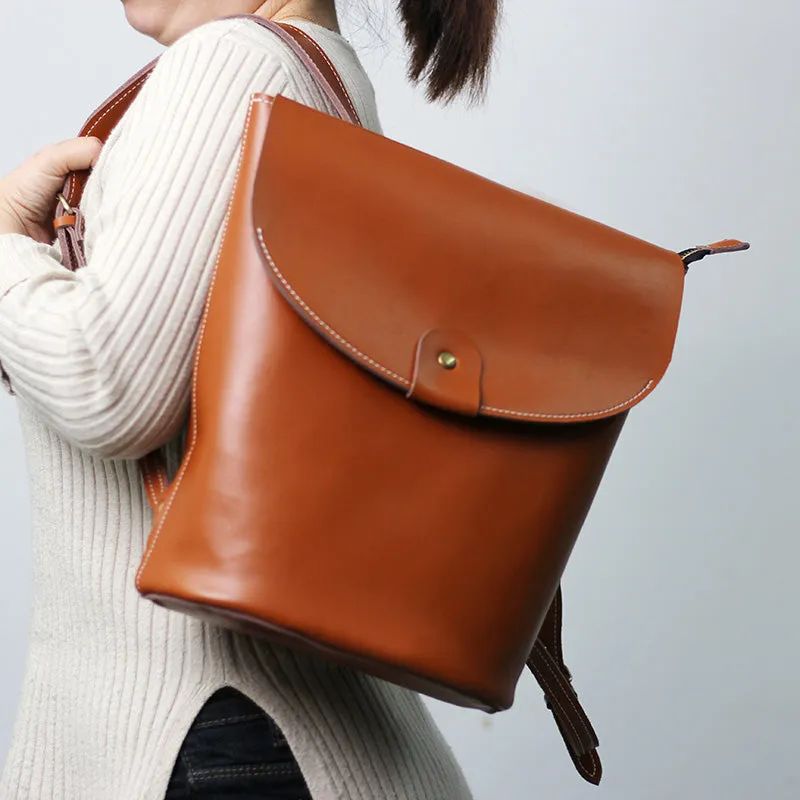 Fashion LEATHER Brown WOMEN Backpack Purses School Backpack FOR WOMEN
