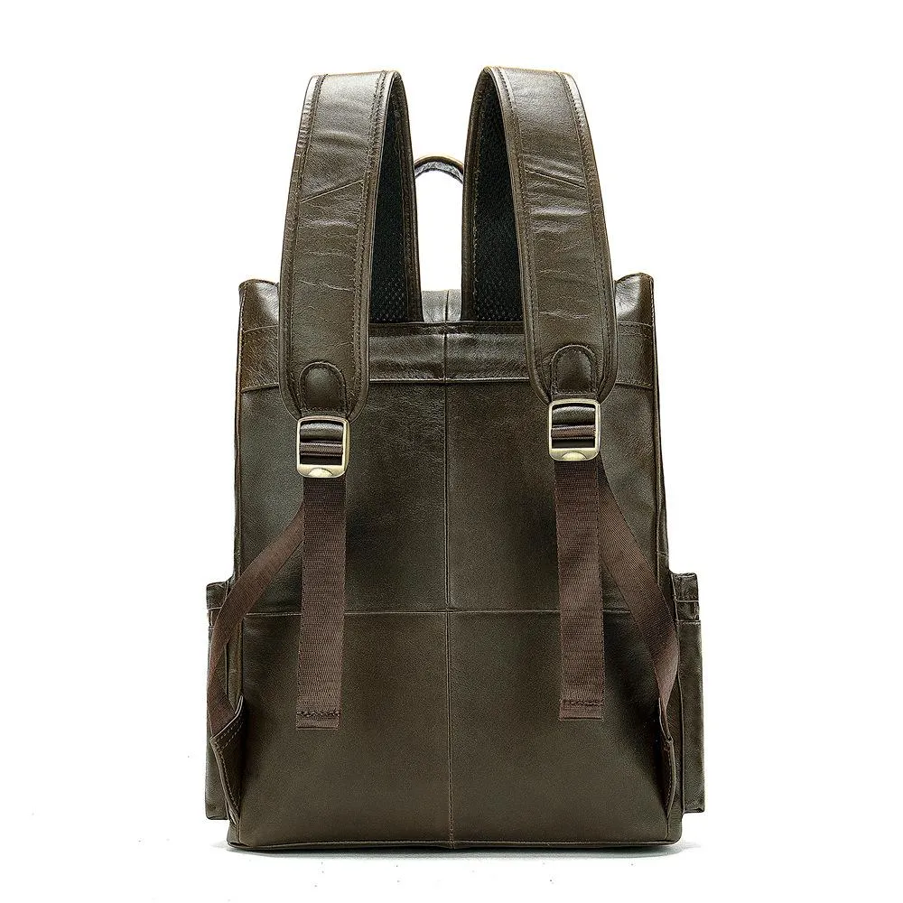 Fashion Leather Men's School Backpack 14inch Computer Backpack Satchel Backpack For Men