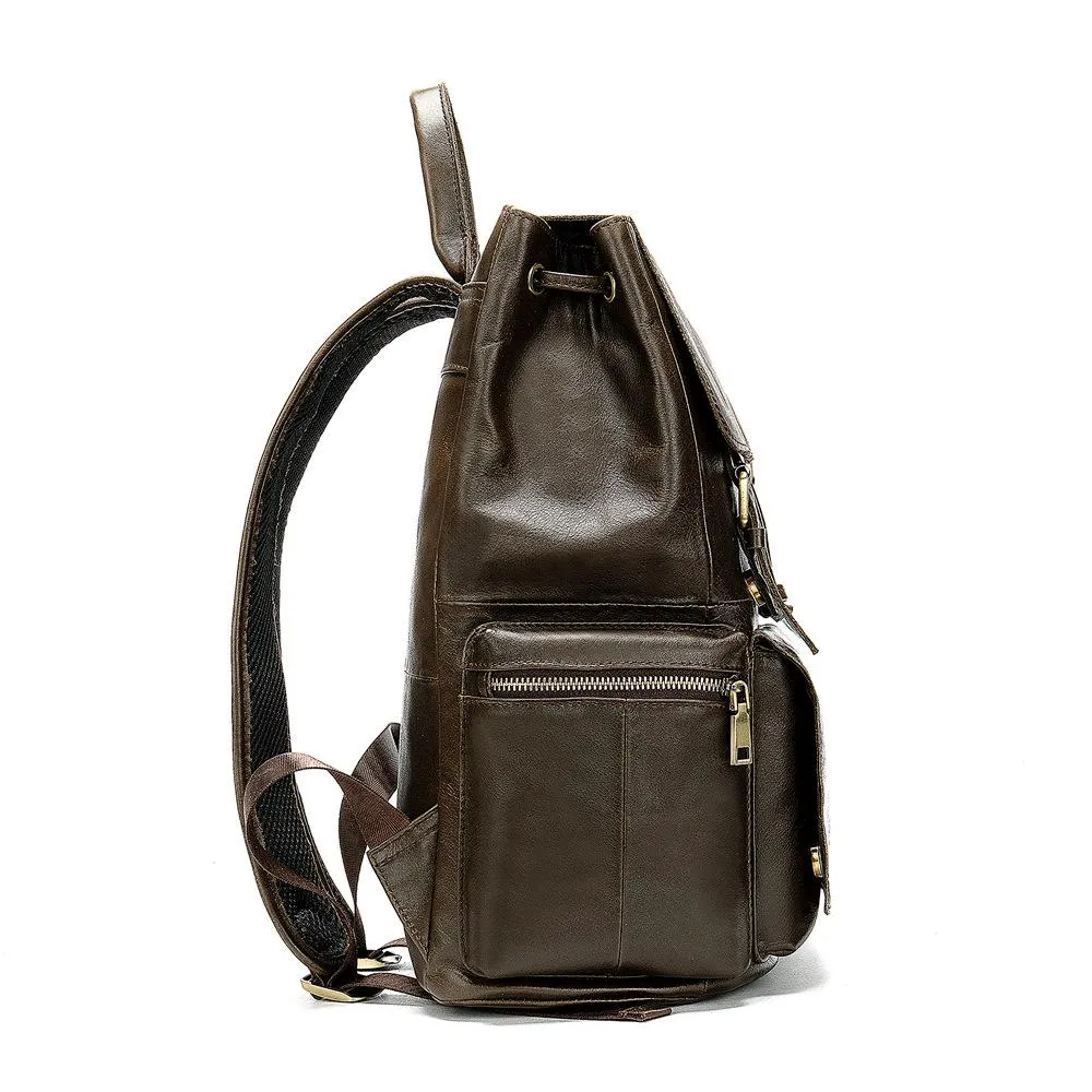 Fashion Leather Men's School Backpack 14inch Computer Backpack Satchel Backpack For Men