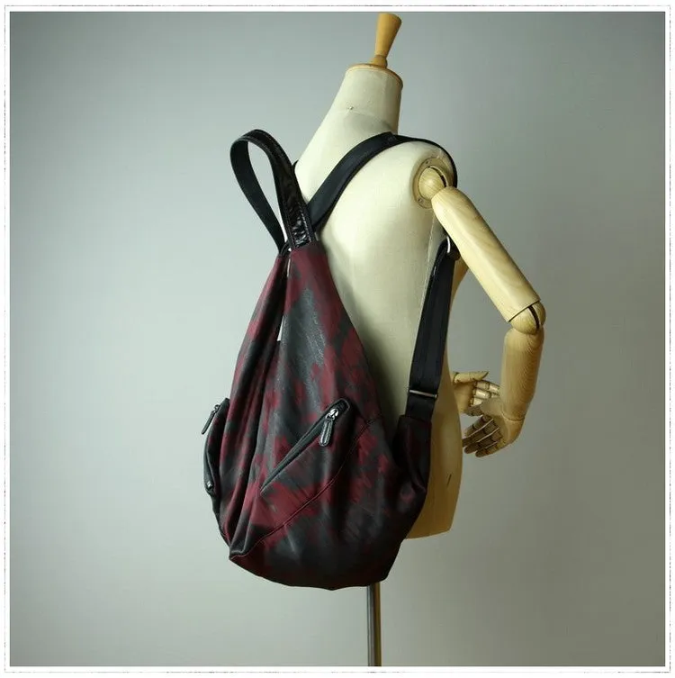 Fashion MIX Red Nylon Leather Mens Backpack Large Nylon Travel Backpack Red Nylon School Backpack for Men