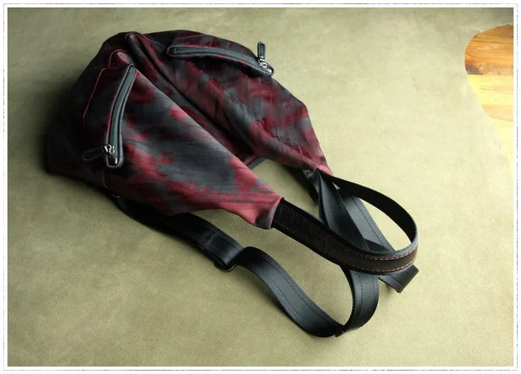 Fashion MIX Red Nylon Leather Mens Backpack Large Nylon Travel Backpack Red Nylon School Backpack for Men