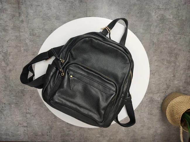 Fashion Womens Black Leather Backpack School Backpack Stachel Backpack For Women