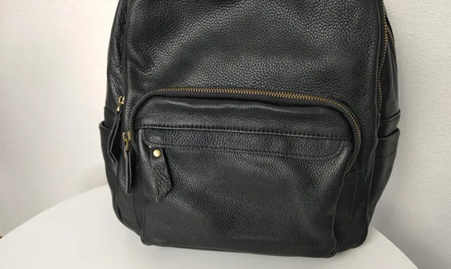 Fashion Womens Black Leather Backpack School Backpack Stachel Backpack For Women