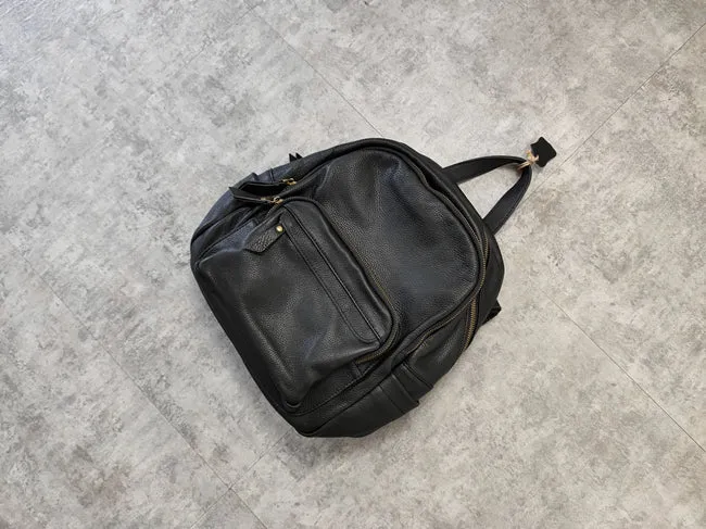 Fashion Womens Black Leather Backpack School Backpack Stachel Backpack For Women