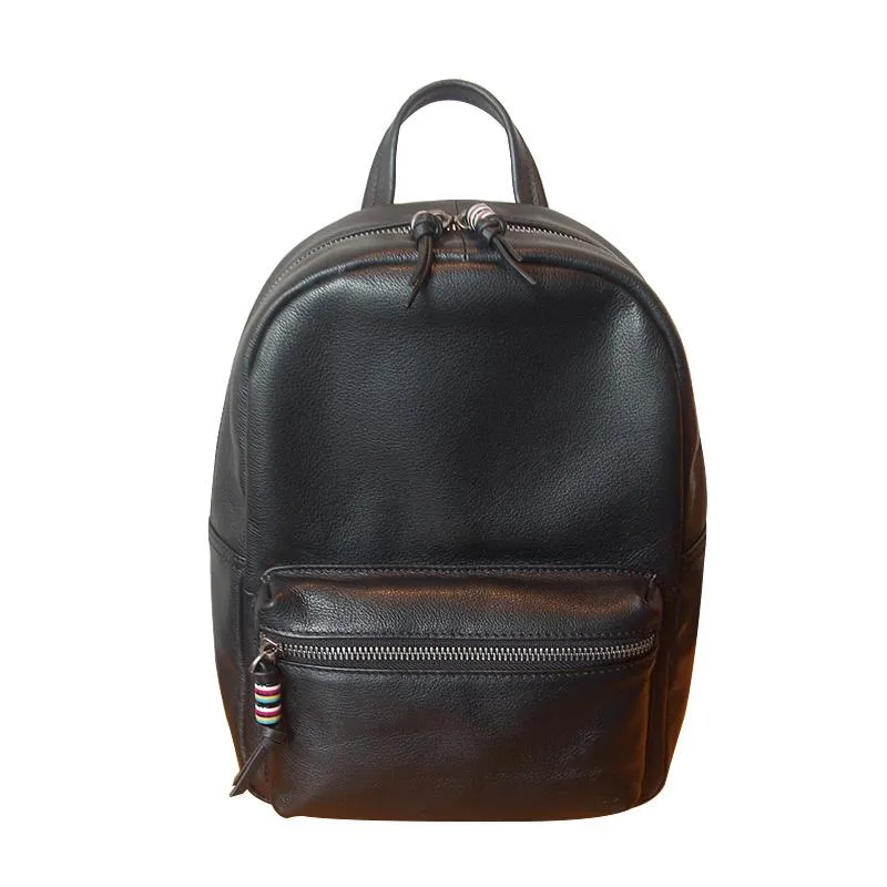 Fashion Womens Coffee Leather Zipper Leather Backpack Womens Best Womens Backpack