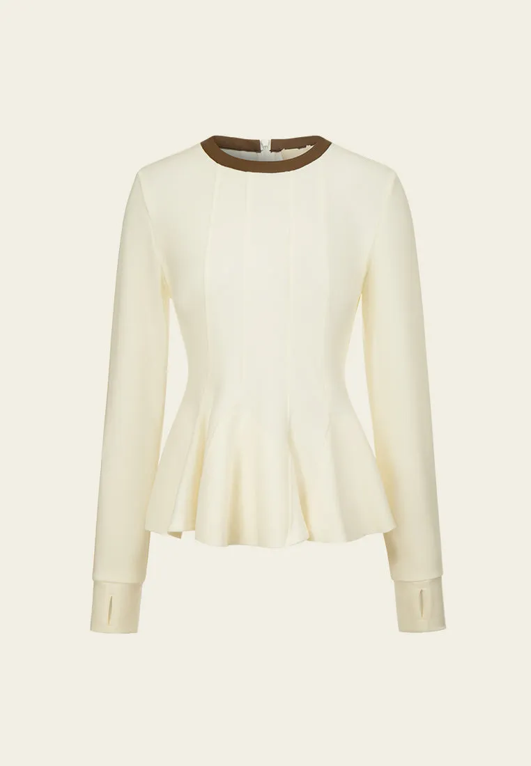 Faux-leather Trim Fishtail-hem Top