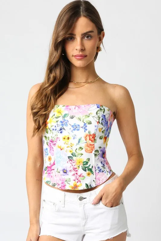 Fiora Floral Strapless Tube Top