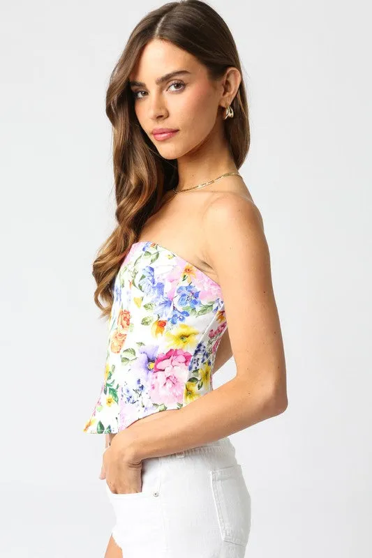 Fiora Floral Strapless Tube Top