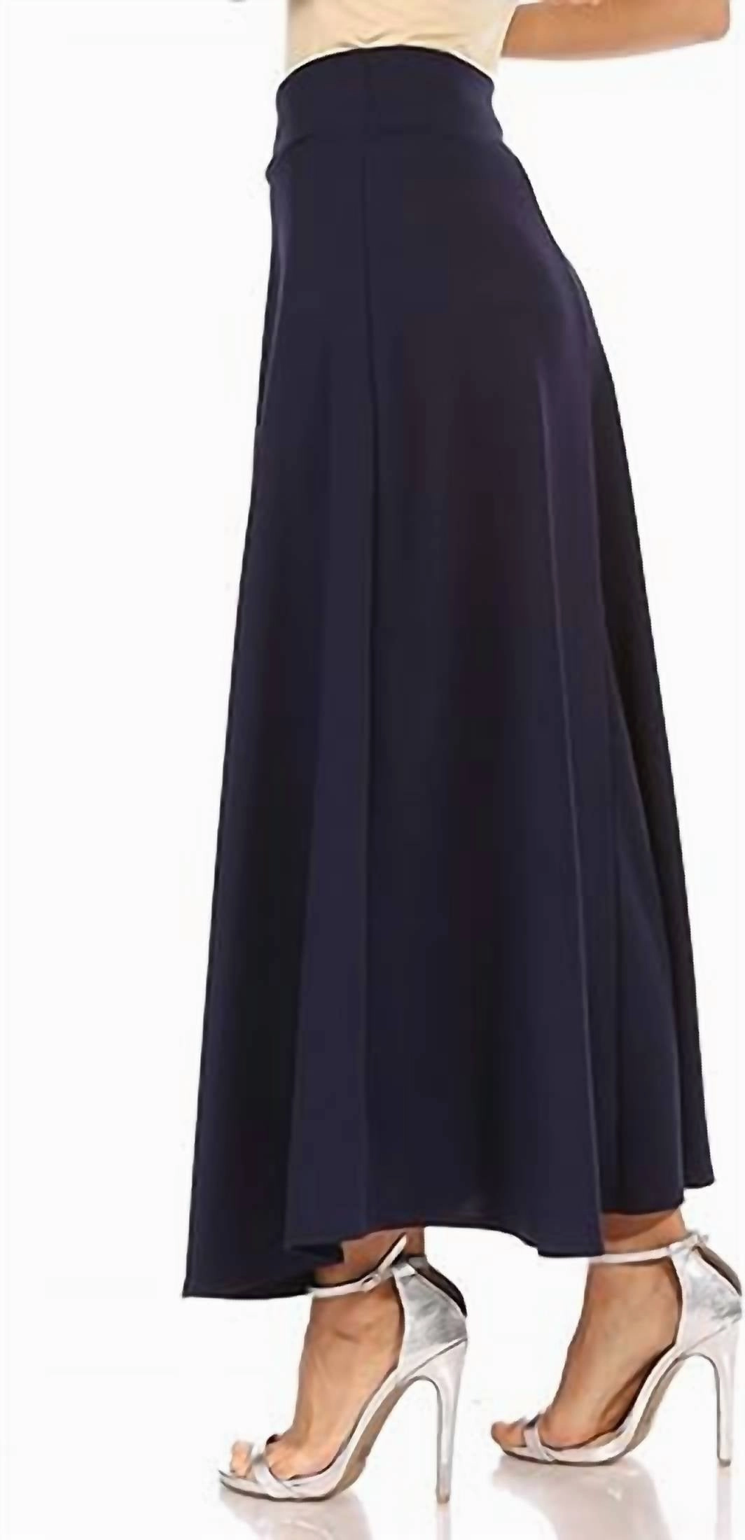 Flare A-Line Long Skirt In Navy