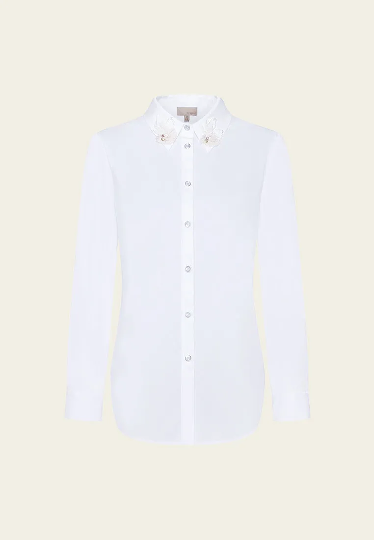 Floral-embellished Slim-fit Shirt