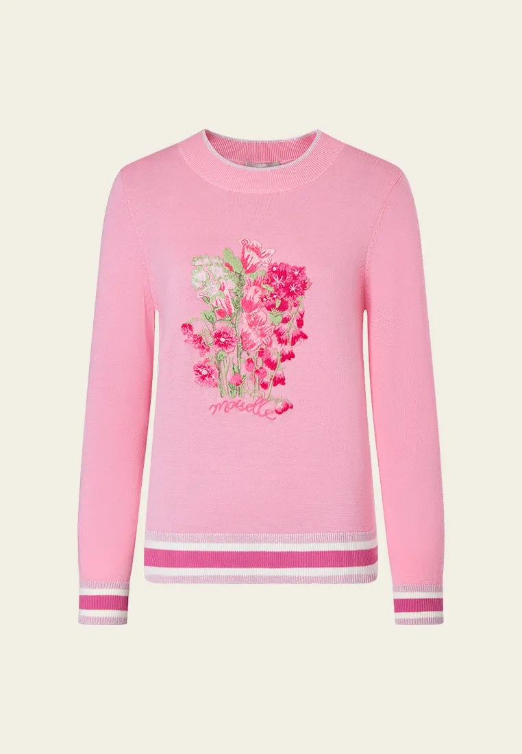 Floral-embroidery Knitted Pullover