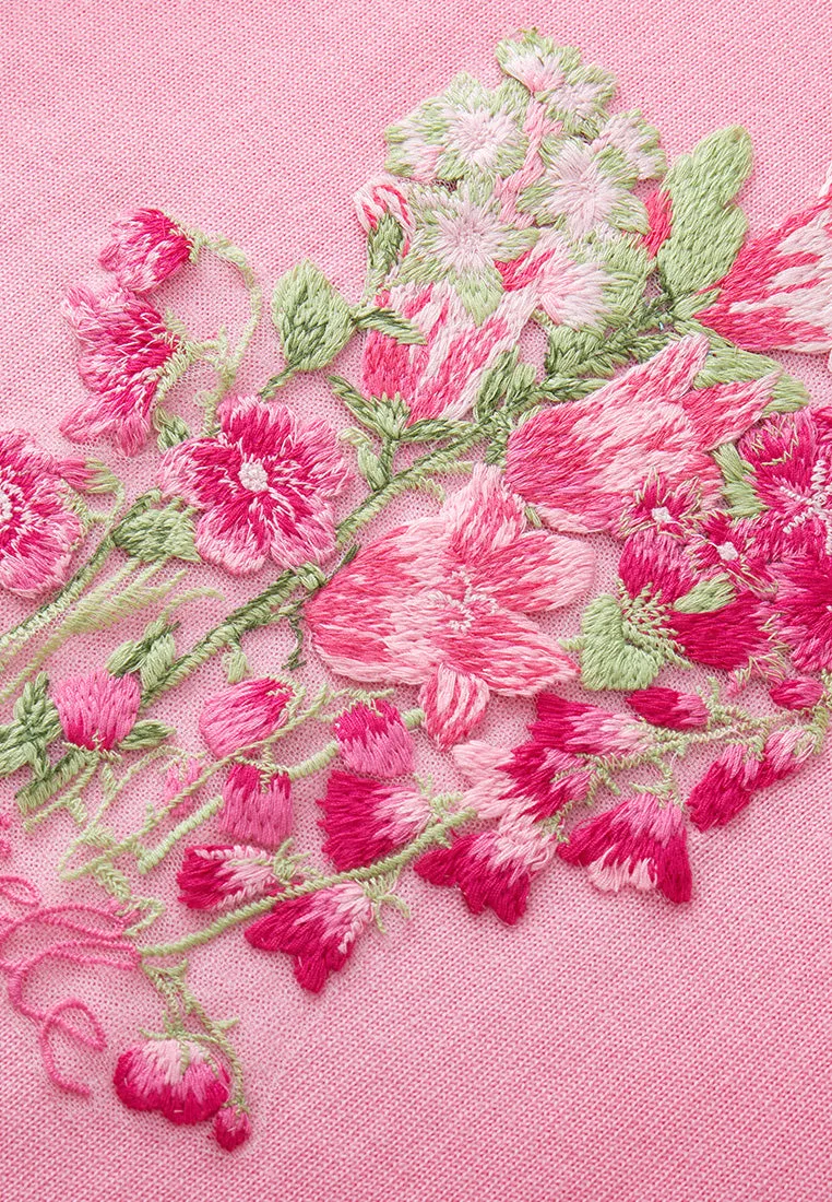 Floral-embroidery Knitted Pullover