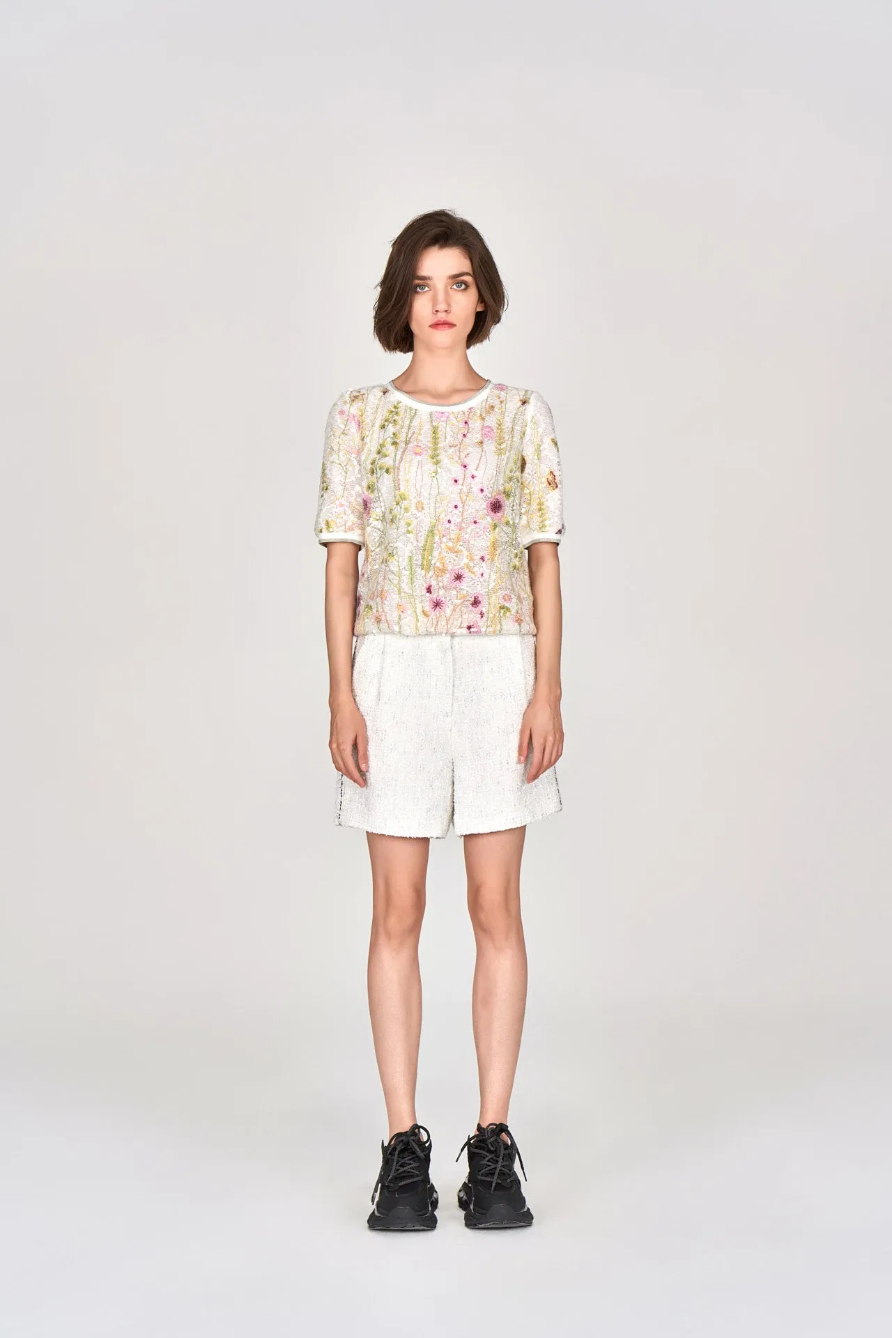 Floral Sequin Embroidered Lace Top