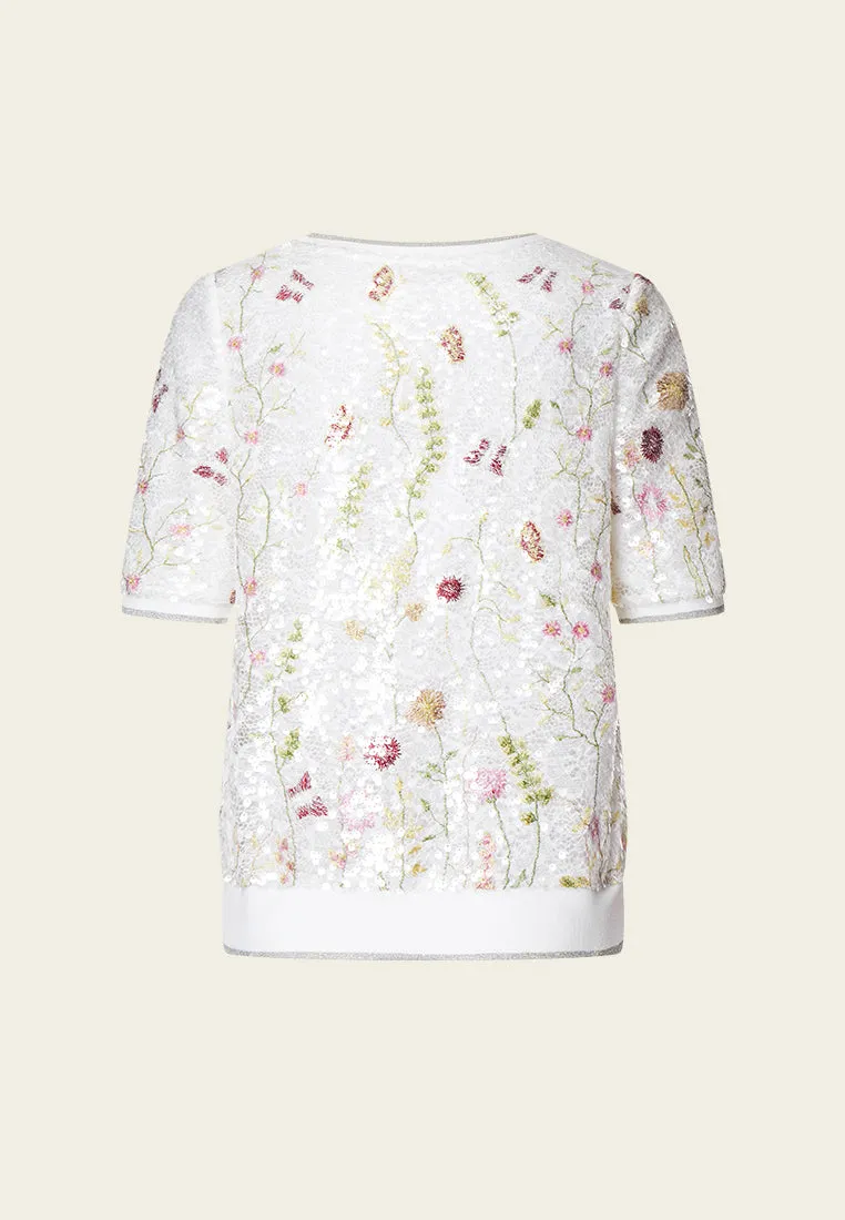 Floral Sequin Embroidered Lace Top