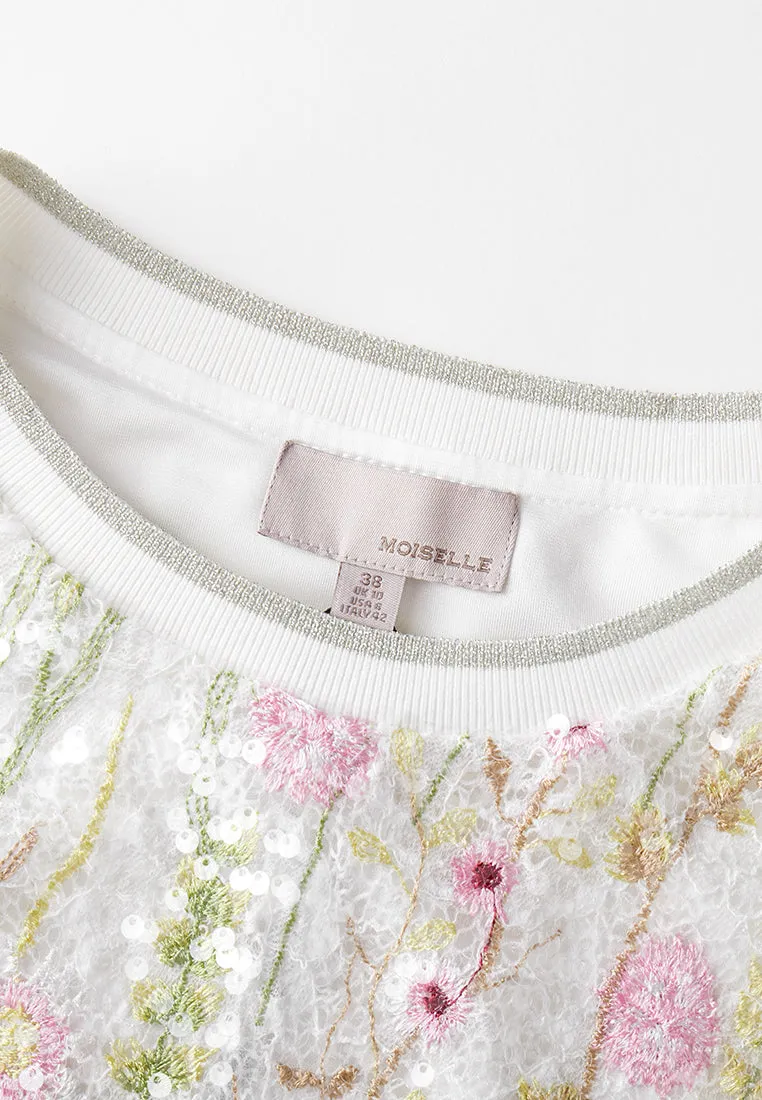 Floral Sequin Embroidered Lace Top
