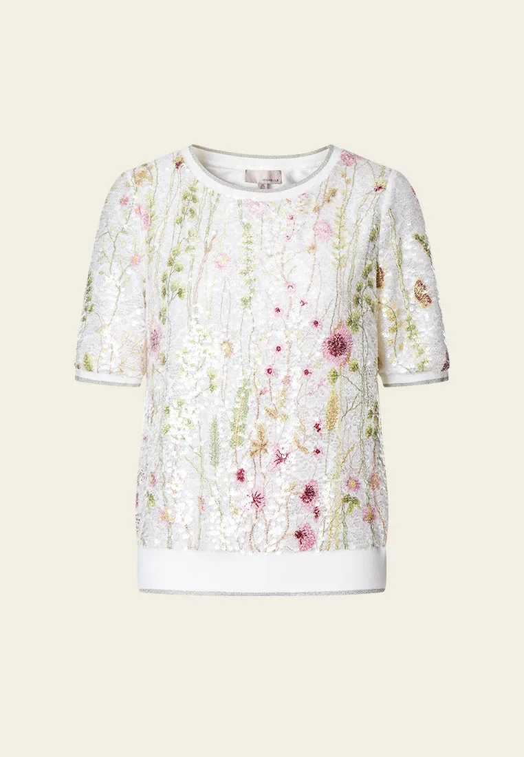 Floral Sequin Embroidered Lace Top