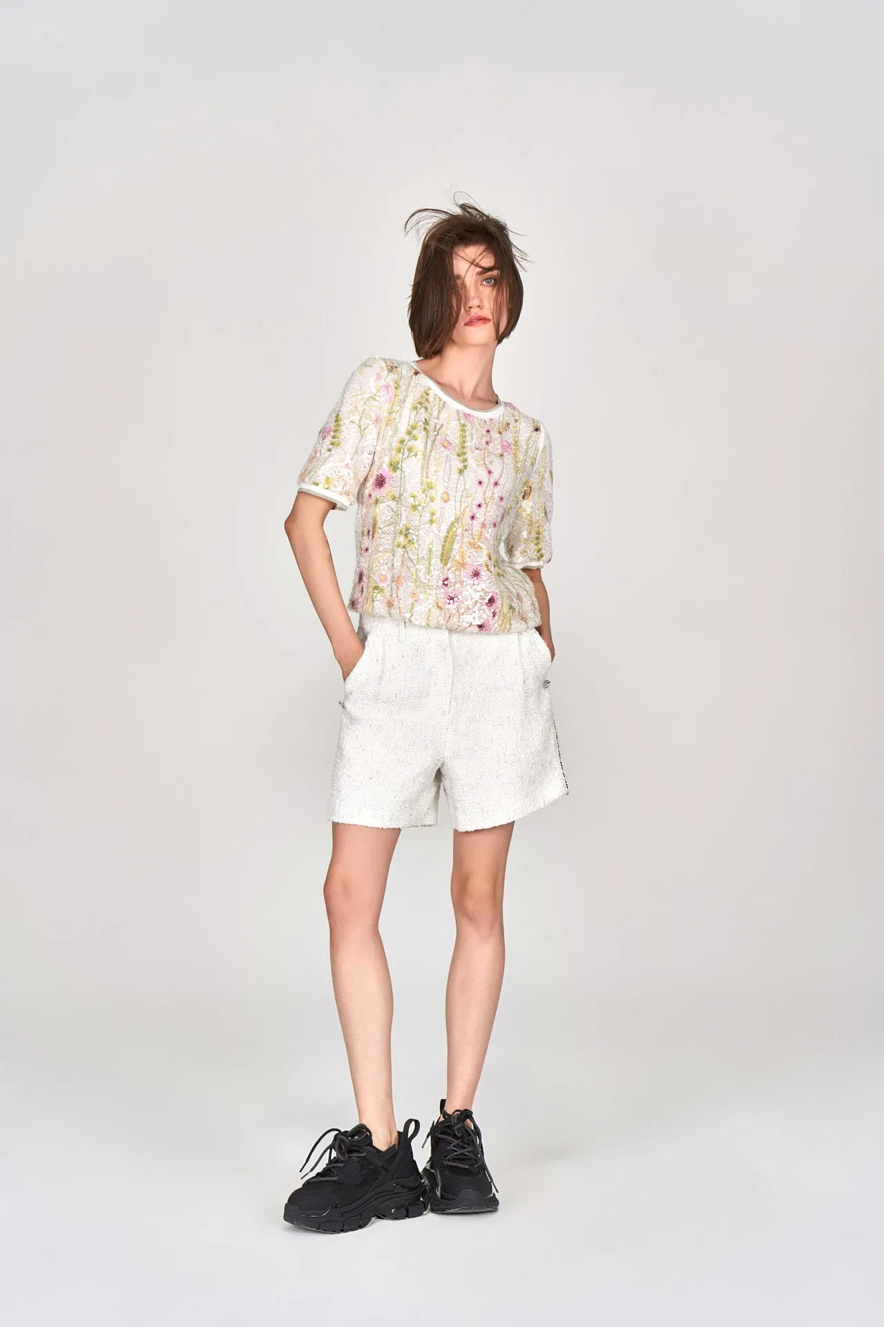 Floral Sequin Embroidered Lace Top