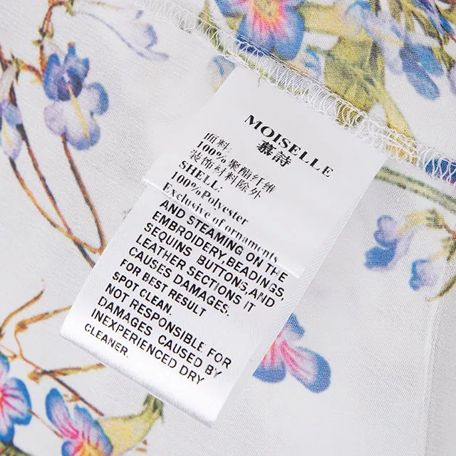 Flower Embroidered Beaded Long Sleeve Shirt