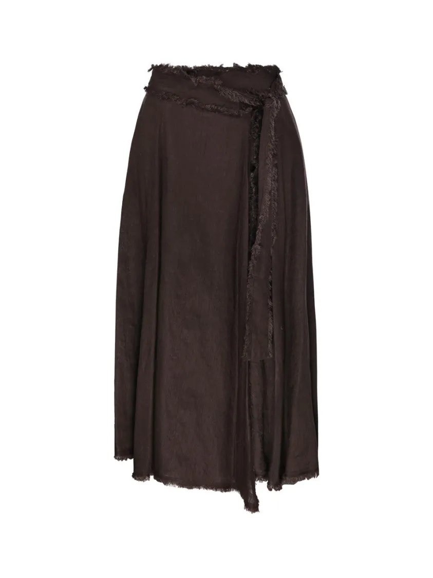 Frayed Hemline Wrap Skirt