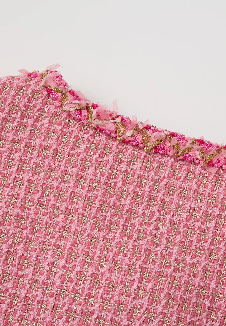 Frayed-trim Lurex-detail Cropped Tweed Jacket