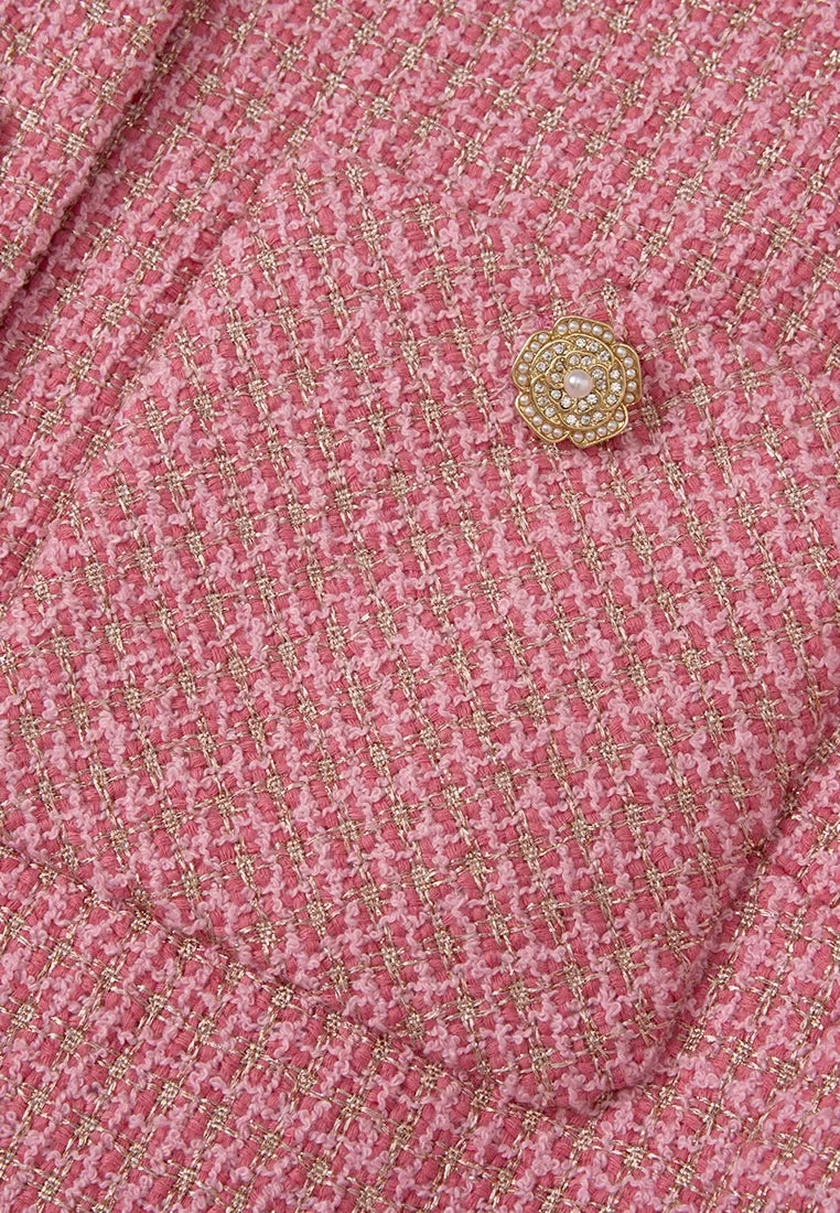 Frayed-trim Lurex-detail Cropped Tweed Jacket