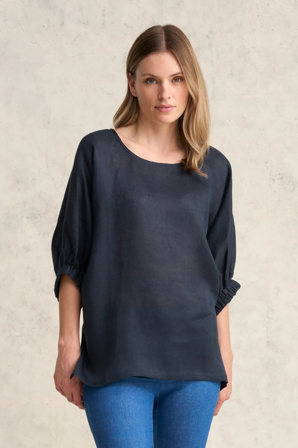 French Linen Stripe Tunic - Ink
