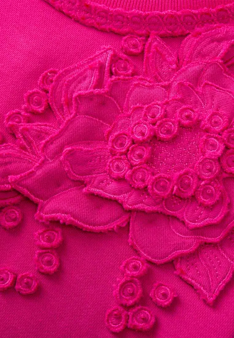 Fuchsia Embellished Cotton/Cashmere Sweatshirt