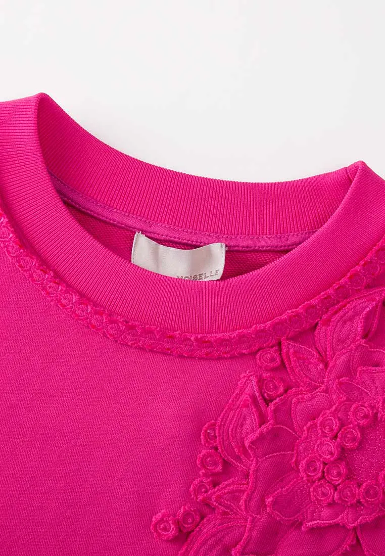 Fuchsia Embellished Cotton/Cashmere Sweatshirt