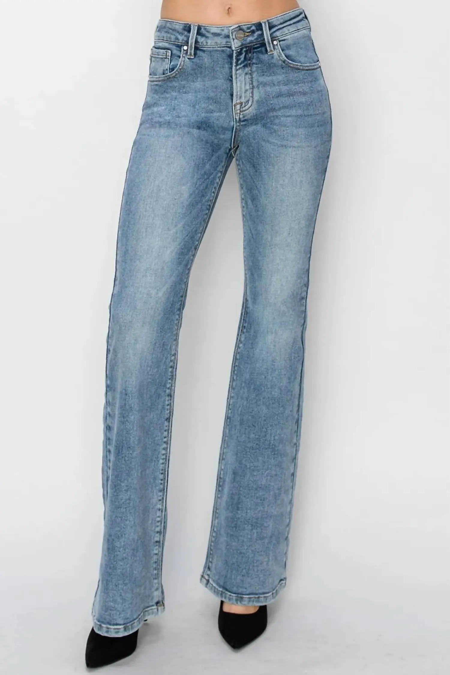 Full Size Mid Rise Bootcut Jeans In Medium