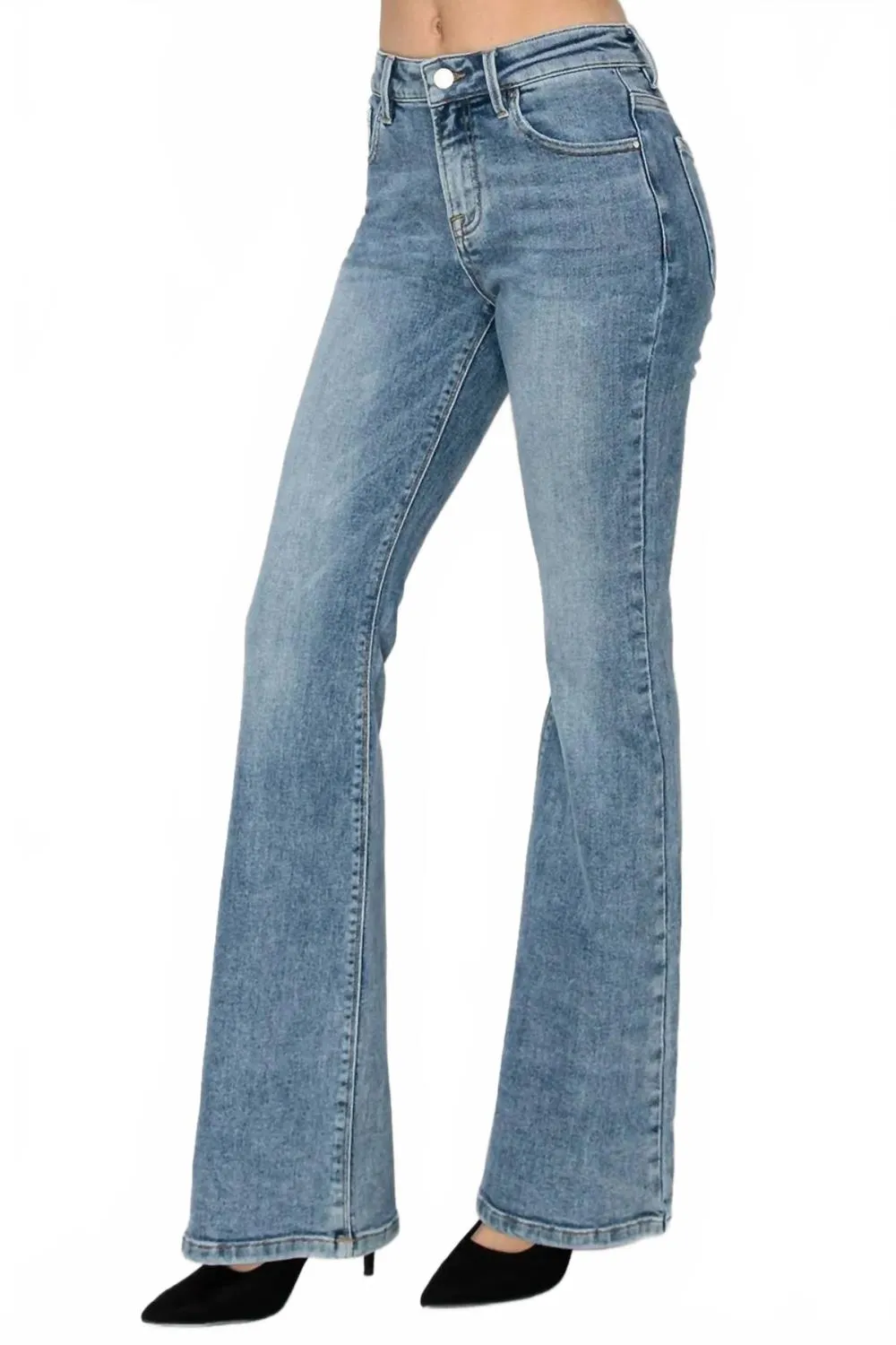 Full Size Mid Rise Bootcut Jeans In Medium