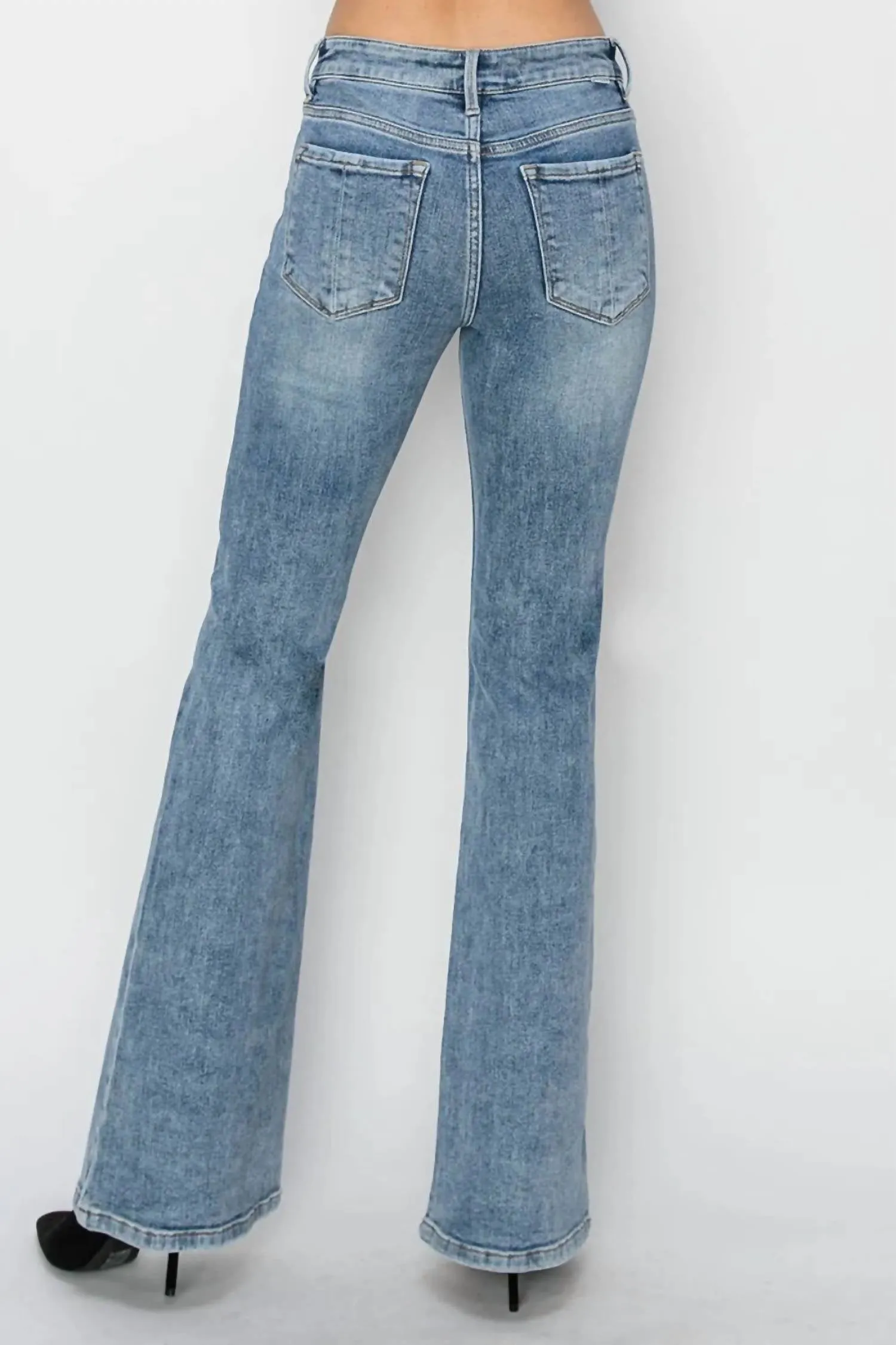Full Size Mid Rise Bootcut Jeans In Medium