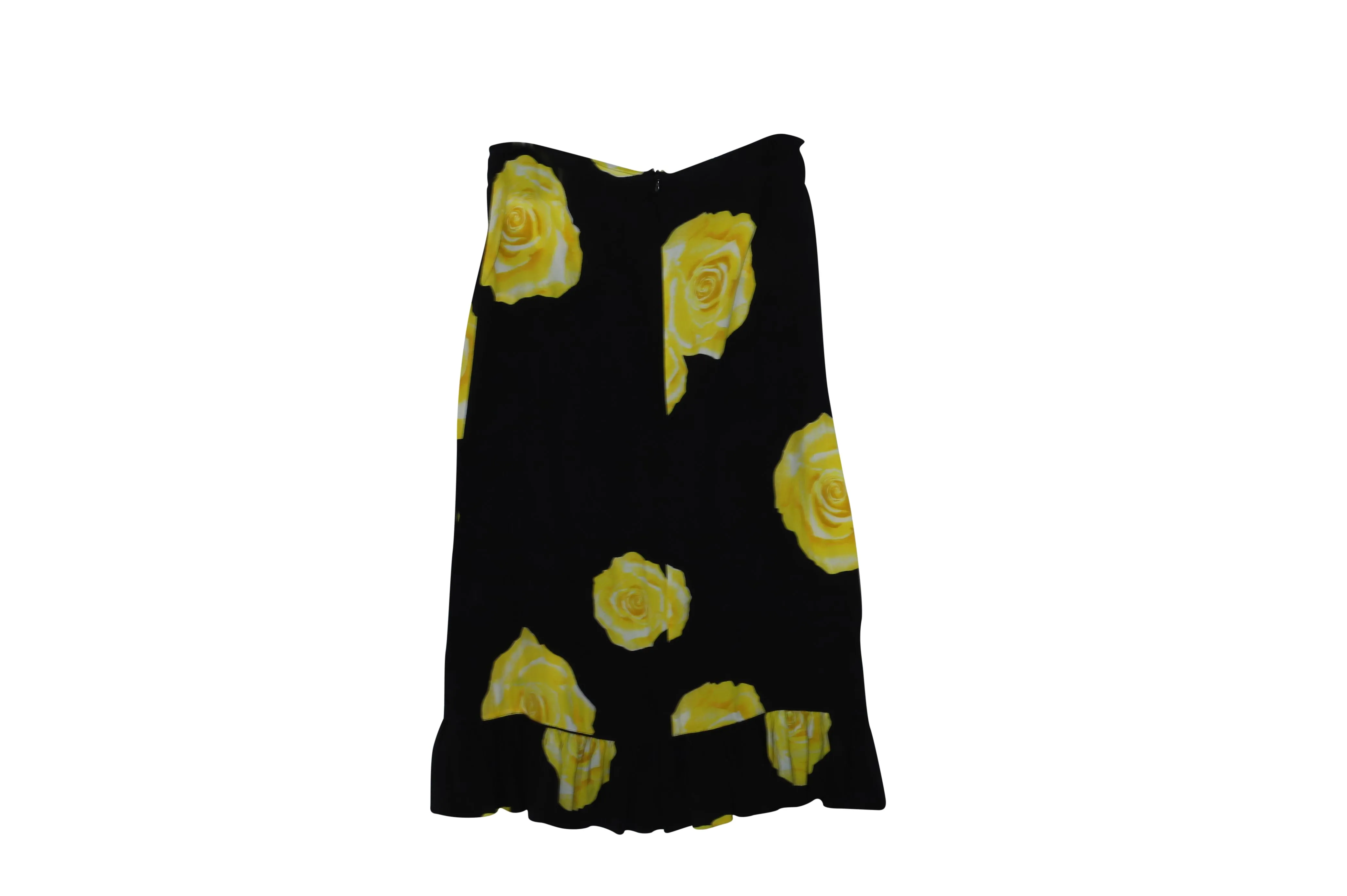 Ganni Fayette Wrap Effect Floral Skirt in Black SIlk