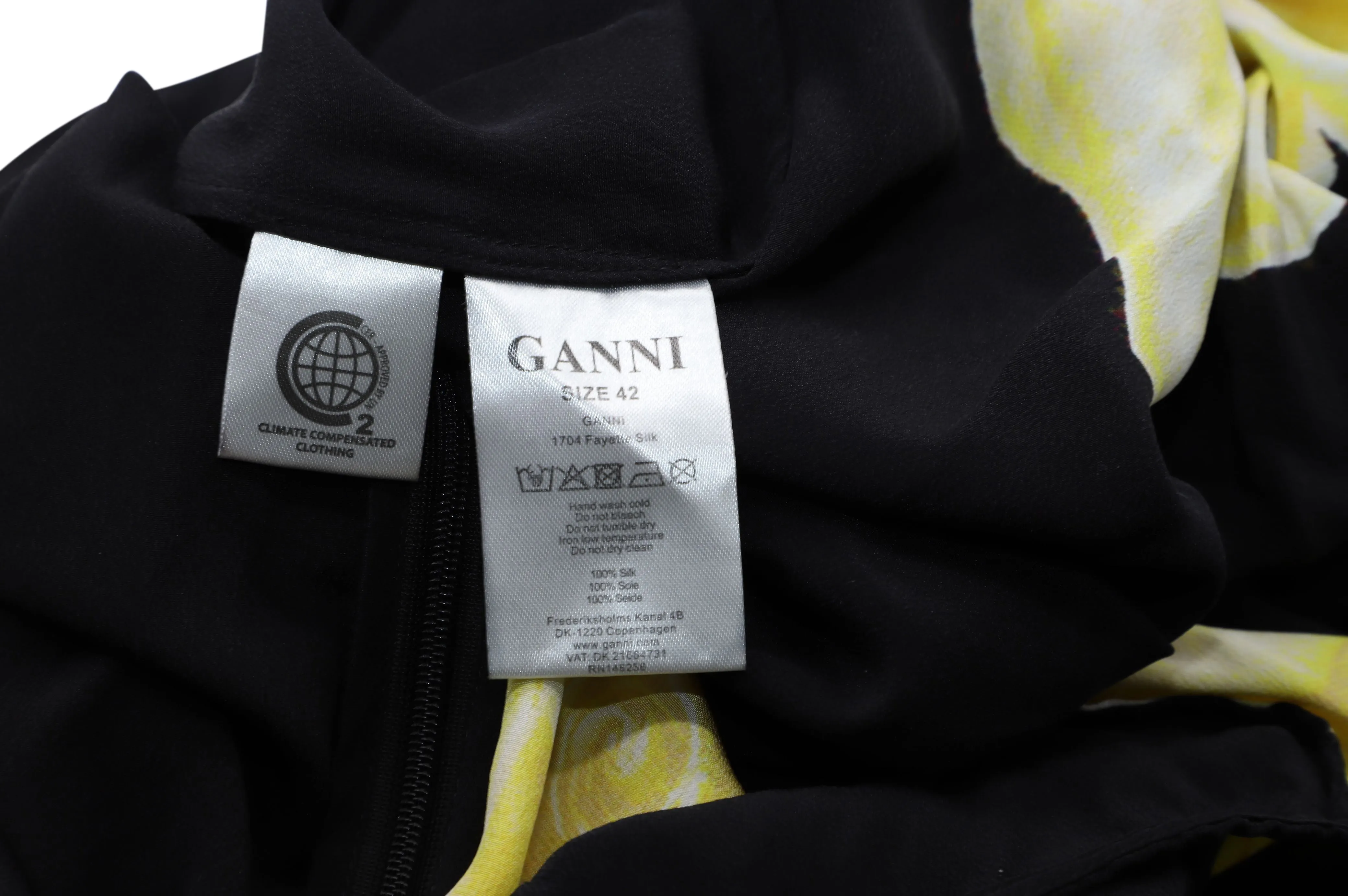 Ganni Fayette Wrap Effect Floral Skirt in Black SIlk