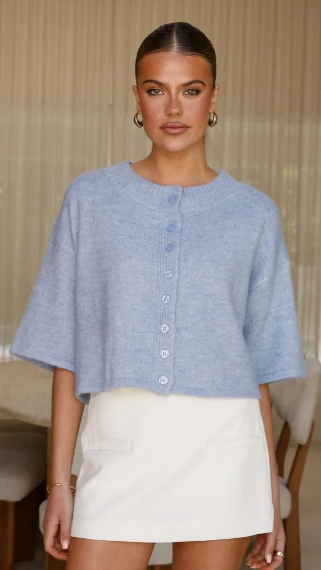 Gazelle Button Up Knit T-Shirt - Blue