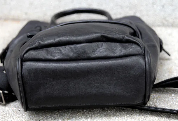 Genuine handmade Handbag Leather backpack bag shoulder bag black women leather purse