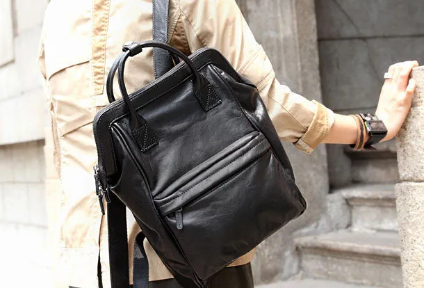 Genuine handmade Handbag Leather backpack bag shoulder bag black women leather purse