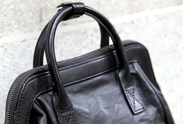 Genuine handmade Handbag Leather backpack bag shoulder bag black women leather purse