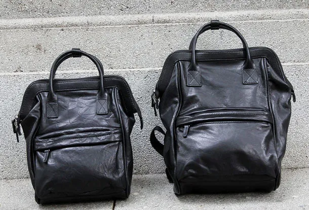Genuine handmade Handbag Leather backpack bag shoulder bag black women leather purse