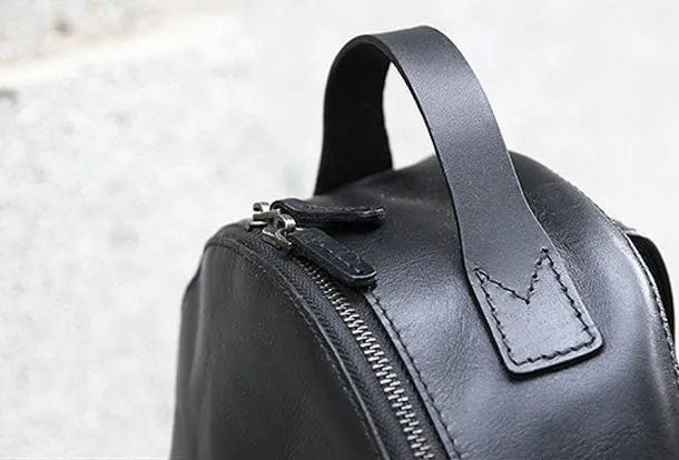 Genuine handmade Leather backpack bag shoulder bag black  women leather purse