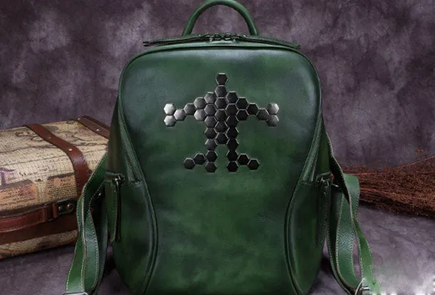 Genuine Leather Backpack Bag Vintage Shoulder Bag Handbag Purse For Women