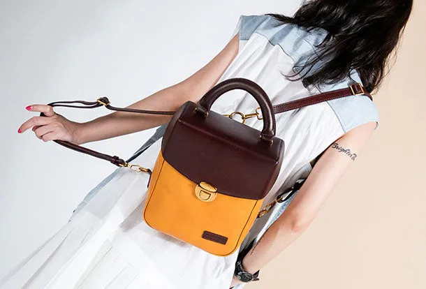 Genuine Leather Backpack Handmade Handbag Bag Shoulder Bag Purse For Women