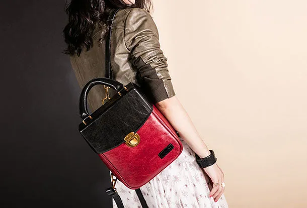 Genuine Leather Backpack Handmade Handbag Bag Shoulder Bag Purse For Women