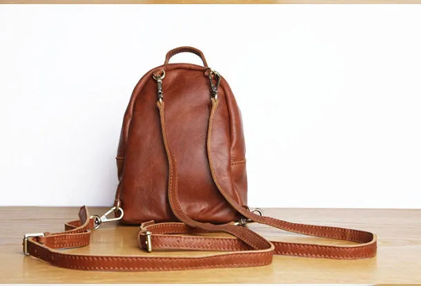 Genuine Leather Cute Backpack Bag Shoulder Bag Red Black Women Leather Purse