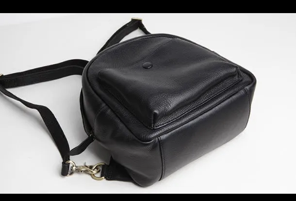 Genuine Leather Cute Backpack Bag Shoulder Bag Red Black Women Leather Purse