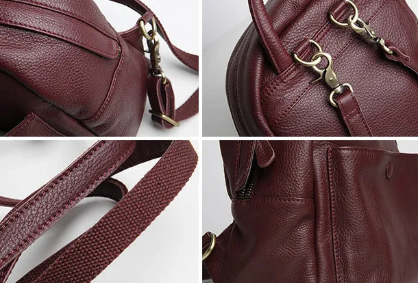 Genuine Leather Cute Backpack Bag Shoulder Bag Red Black Women Leather Purse