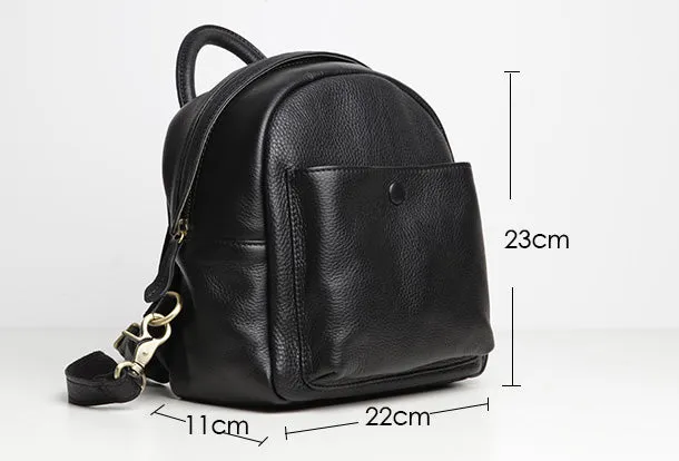 Genuine Leather Cute Backpack Bag Shoulder Bag Red Black Women Leather Purse