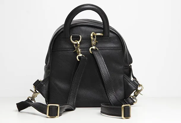 Genuine Leather Cute Backpack Bag Shoulder Bag Red Black Women Leather Purse