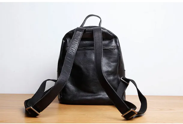 Genuine Leather Cute Backpack Bag Shoulder Bag Red Black Women Leather Purse